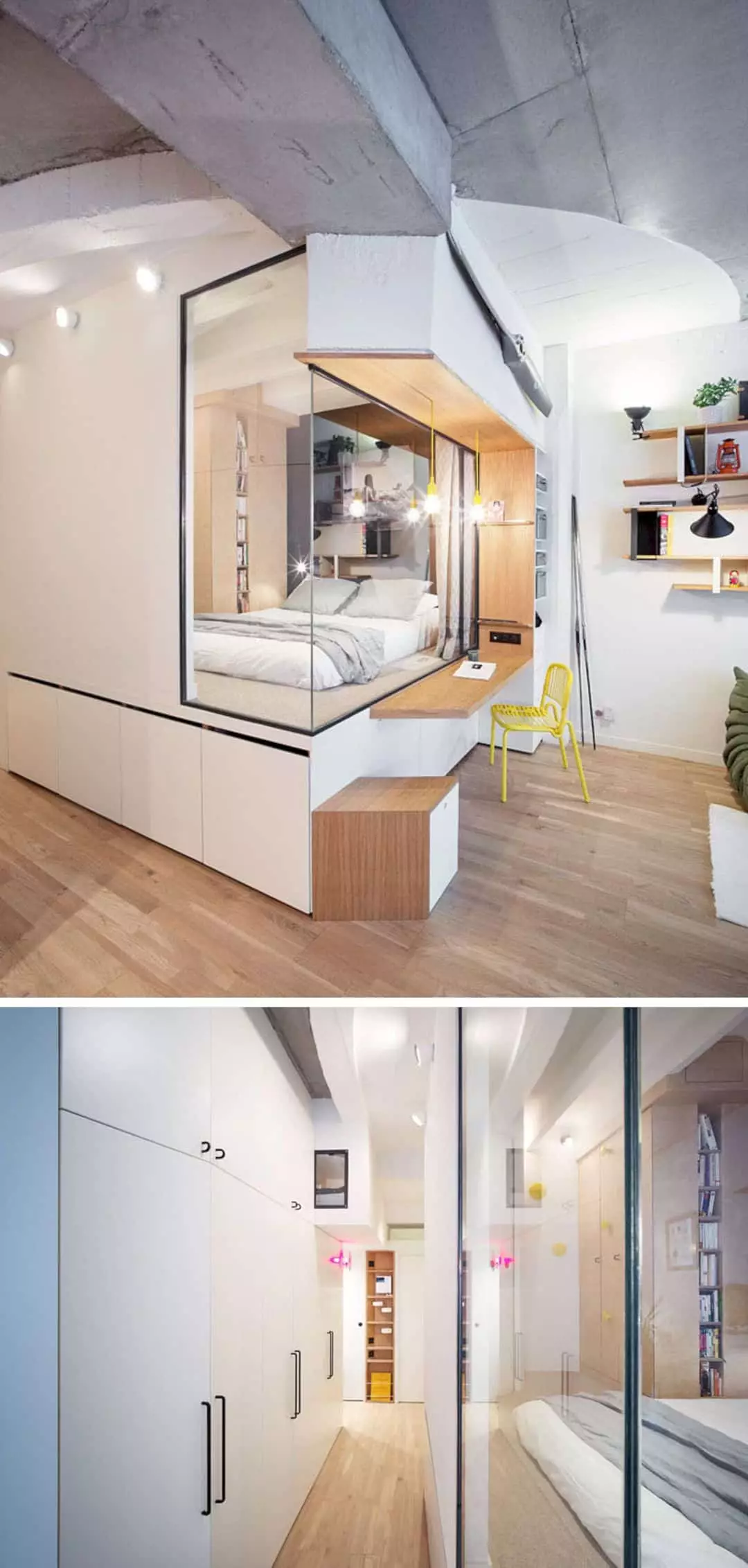 This apartment interior is filled with creative storage and decor