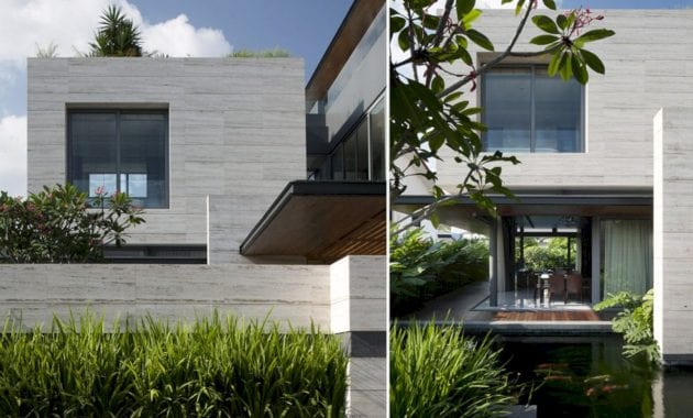 Travertine Dream House: A Modern House With A Lot Of Gardens And Water 