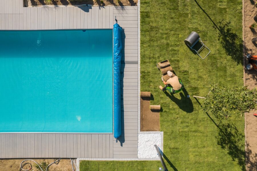 Aerial View Of A Poolside And Grass Turfs Installa 2023 11 27 05 15 42 Utc