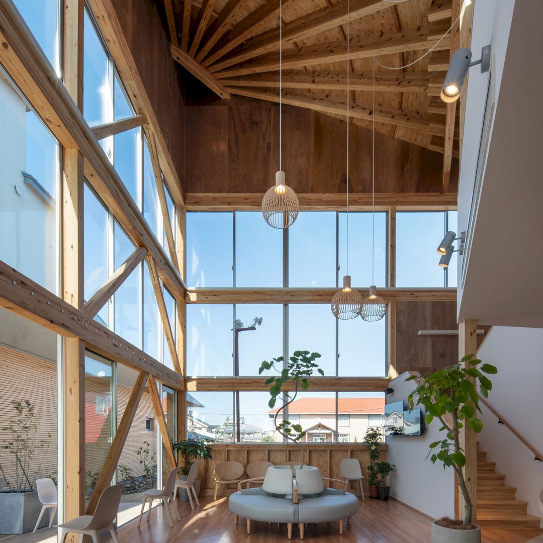 Wooden Axis Large Roof Clinic And Pharmacy By Yoshiaki Tanaka 3